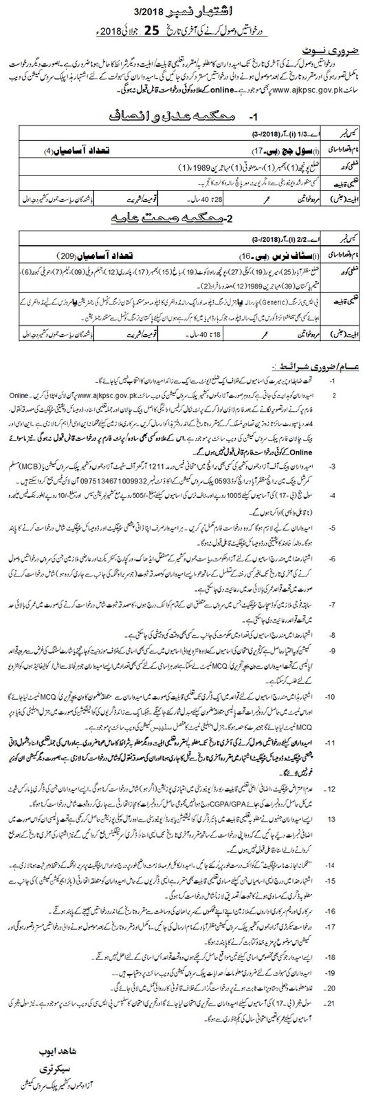 Vacancy Advertisement no. 3-/2018 ::: Urdu news - newspaper advertisement